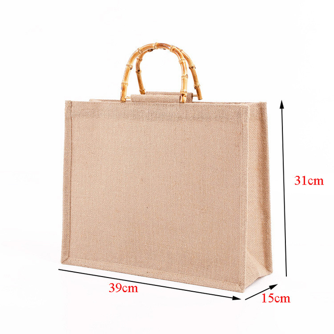 Doğal El Yapımı Jute Çantaları Tote Eko Dostu Hessian Alışveriş Çantaları 1