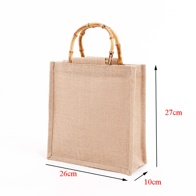 Doğal El Yapımı Jute Çantaları Tote Eko Dostu Hessian Alışveriş Çantaları 2