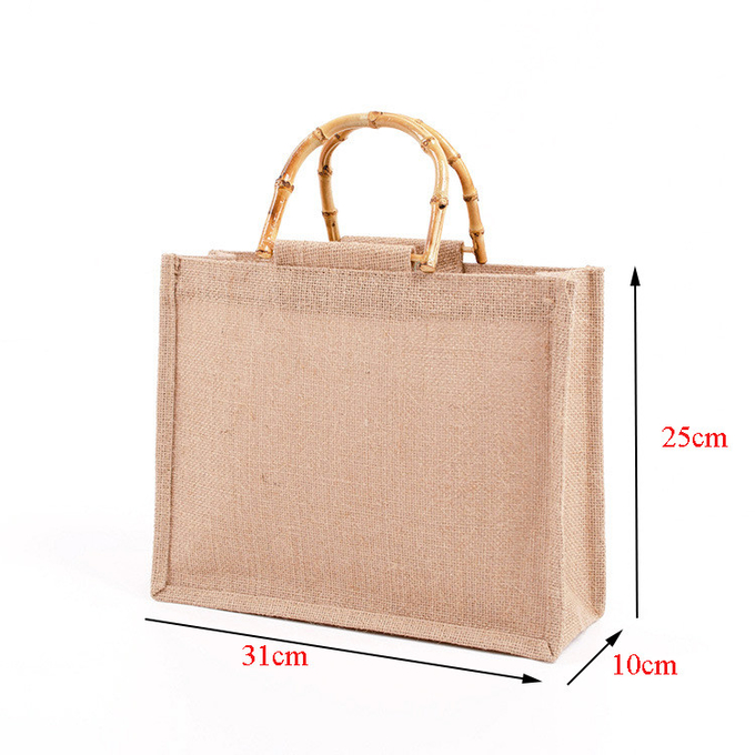 Doğal El Yapımı Jute Çantaları Tote Eko Dostu Hessian Alışveriş Çantaları 3